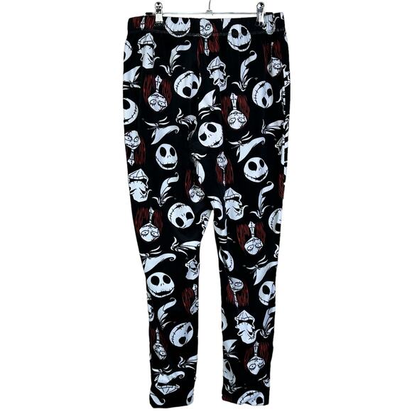 Disney Velour PJ Bottoms Medium Nightmare Before Christmas Black Red White Pants - Picture 3 of 9